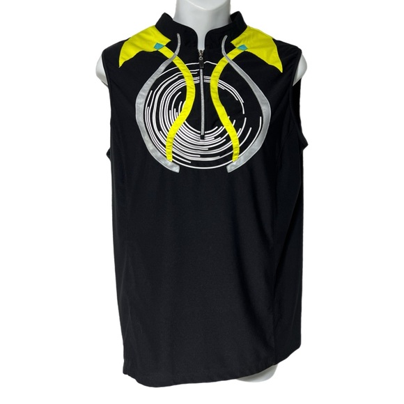 jamie sadock Tops - Jamie Sadock Black Yellow Pullover Sleeveless Shirt L Golf Tennis Pickleball